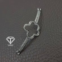 Load image into Gallery viewer, Flower Connector, Pave Diamond Flower Curved Bar Connector
