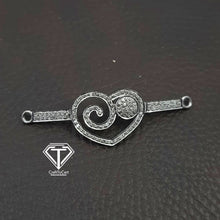 Load image into Gallery viewer, Heart Connector, Pave Diamond Heart Curved Bar Connector
