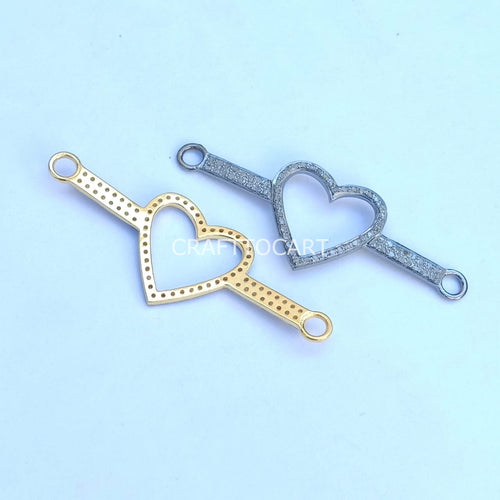 Pave Diamond Silver Heart Bracelet Connector - CraftToCart