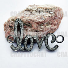 Load image into Gallery viewer, Pave Diamond Silver Love Pendant Connector - CraftToCart
