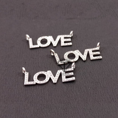 Pave Diamond Silver Love Connector Pendant - CraftToCart