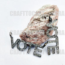 Load image into Gallery viewer, Pave Diamond Silver Vote Connector Pendant - CraftToCart
