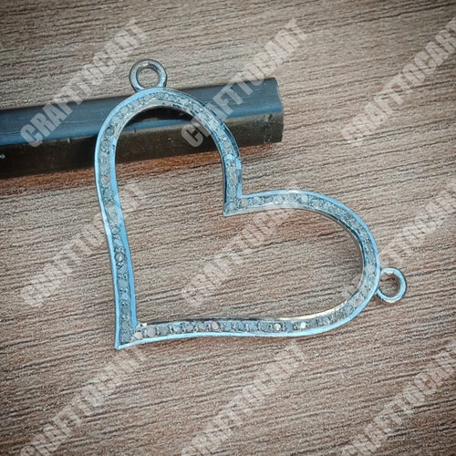 Pave Diamond Silver Love Pendant Connector - CraftToCart