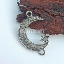 Load image into Gallery viewer, Pave Diamond Moon and Star Pendant Connector - CraftToCart
