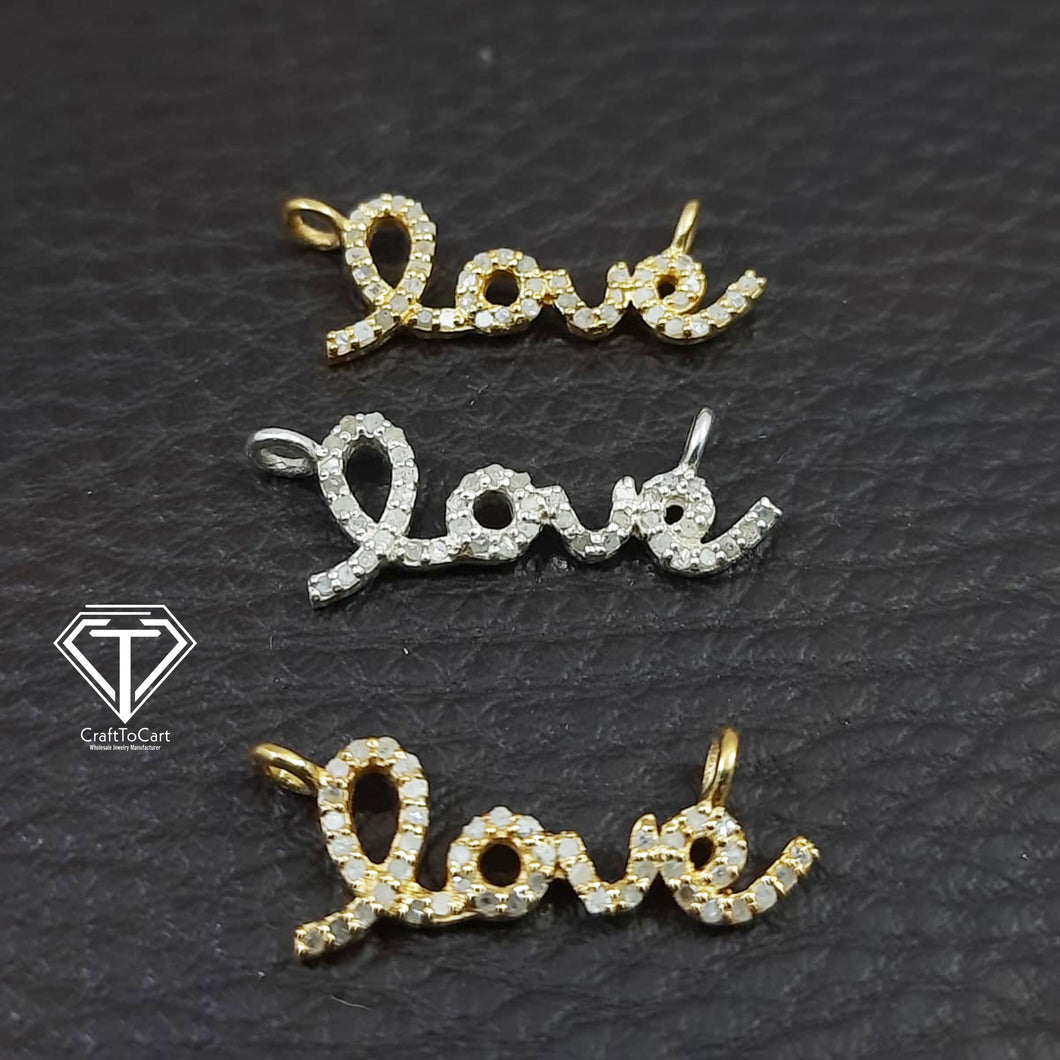 Pave Diamond Love Connector, Diamond Connector, Pave Diamond Jewelry