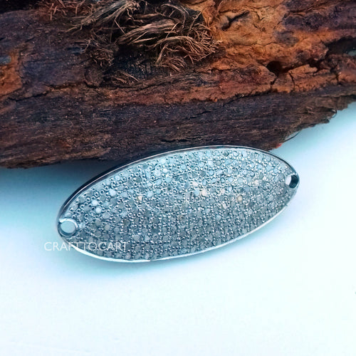 Pave Diamond Oval Connector - CraftToCart