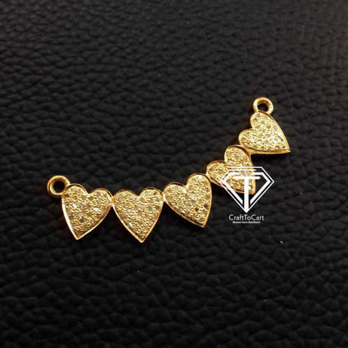 Pave Diamond Connecting Hearts Connector - CraftToCart