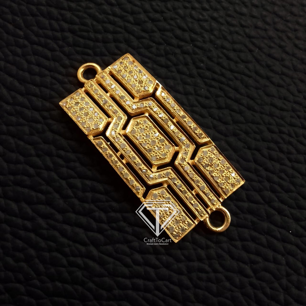 Pave Diamond Rectangle Unique Design Connector - CraftToCart