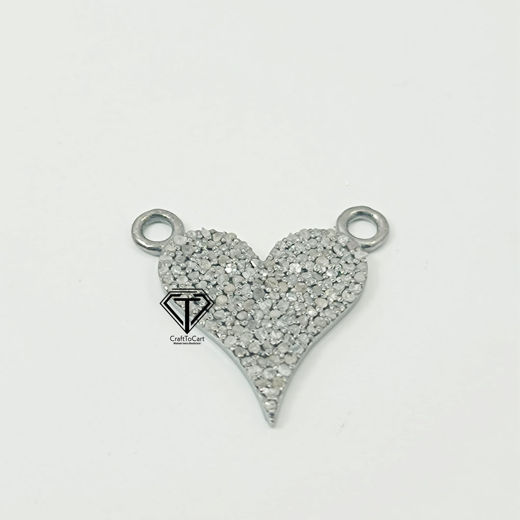 Heart Connector, Pave Diamond Heart Connector, Pave Findings