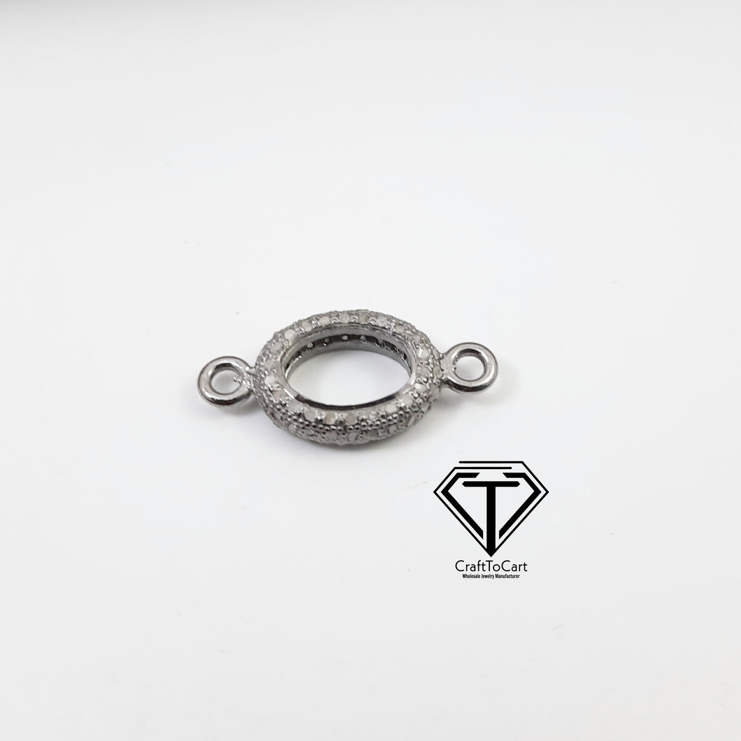 Pave Diamond Oval Connector, Pave Diamond Oval Bracelet Connector