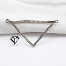 Load image into Gallery viewer, Pave Diamond Triangle Connector Pendant, Pave Triangle Shape Pendant, 925 Sterling Silver, Diamond Jewelry
