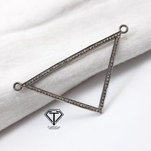 Load image into Gallery viewer, Pave Diamond Triangle Connector Pendant, Pave Triangle Shape Pendant, 925 Sterling Silver, Diamond Jewelry
