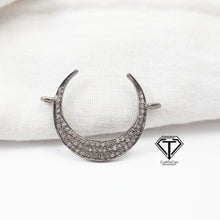 Load image into Gallery viewer, Pave Diamond Crescent Moon Connector, HOPE Connector, Pave Diamond Hope Bar Connector, Diamond Bar Connector, Pave Diamond Jewelry
