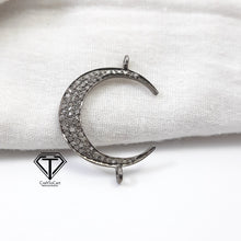 Load image into Gallery viewer, Pave Diamond Crescent Moon Connector, HOPE Connector, Pave Diamond Hope Bar Connector, Diamond Bar Connector, Pave Diamond Jewelry
