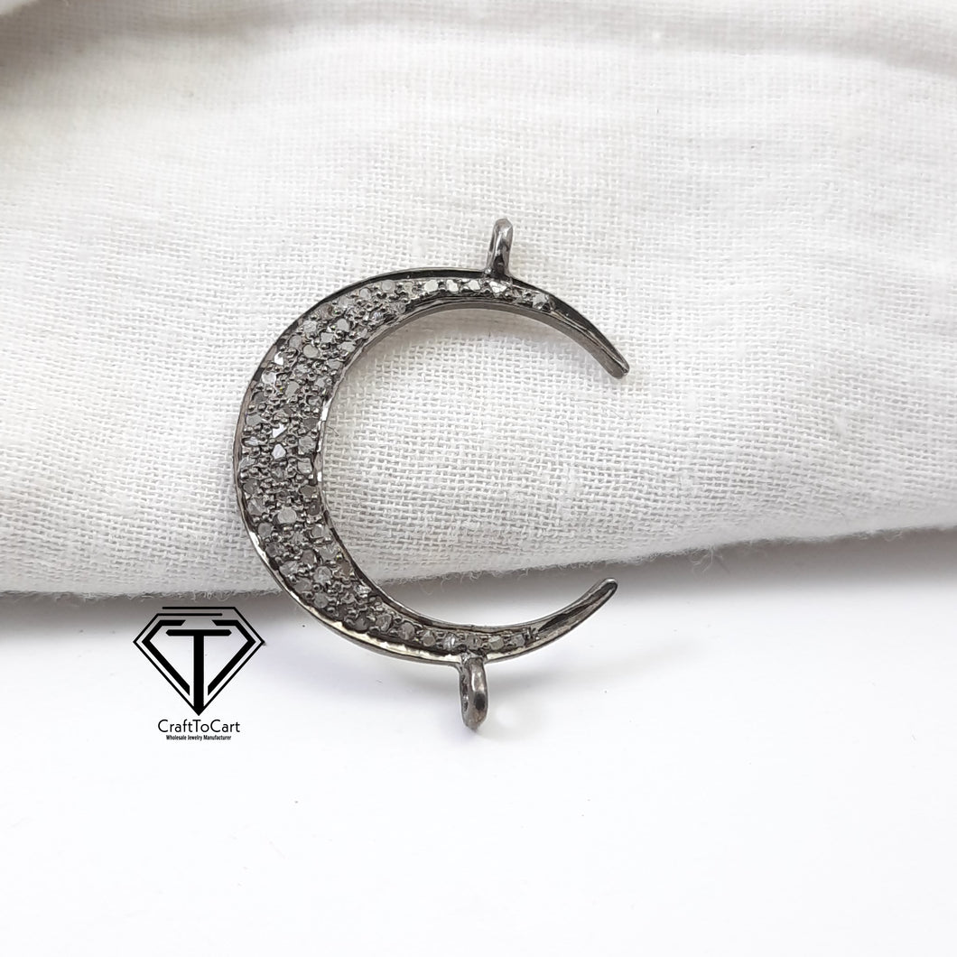 Pave Diamond Crescent Moon Connector, HOPE Connector, Pave Diamond Hope Bar Connector, Diamond Bar Connector, Pave Diamond Jewelry