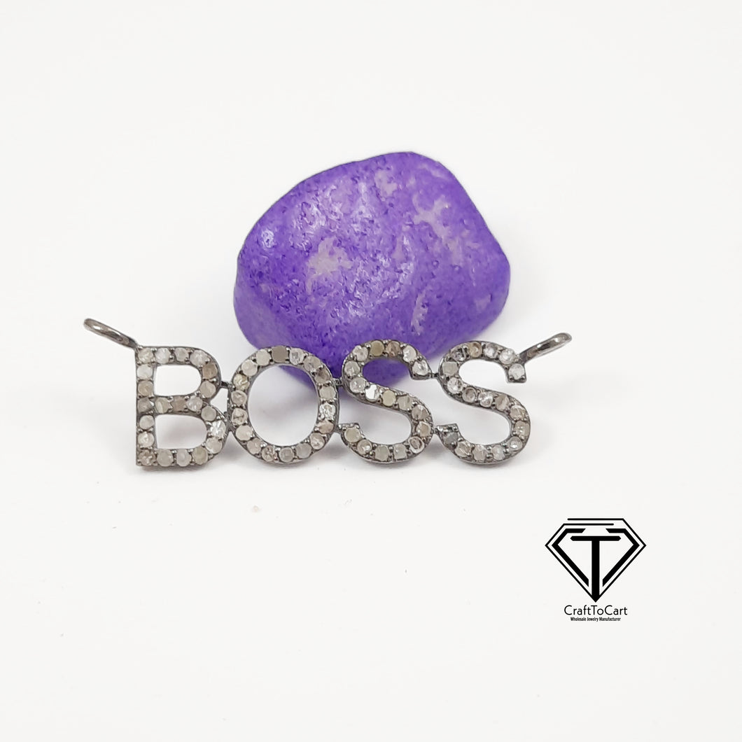 Boss Diamond Pendant Connector, Boss Initial Pendants Connector, Pave Diamond Pendant Connector, Deco Pendant Connector