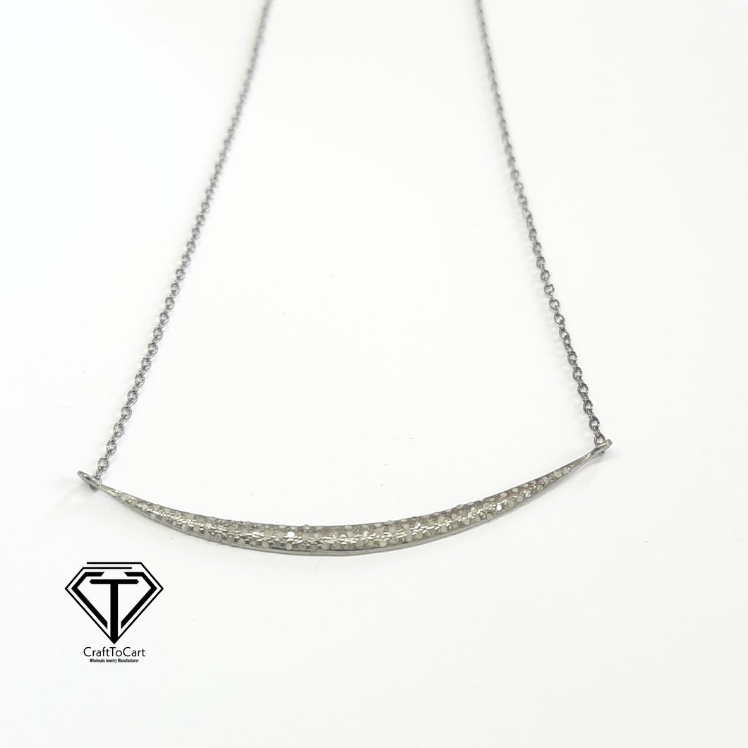 Pave Diamond Smiley Connector Necklace, 925 Sterling Silver, Diamond Smiley Findings, Pave Diamond Jewelry