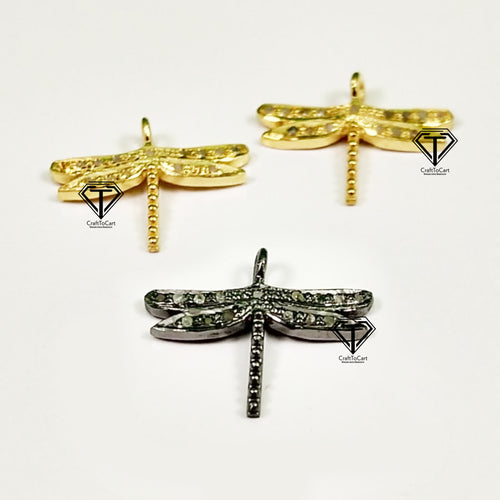 Pave Diamond Dragon Fly Charm - CraftToCart