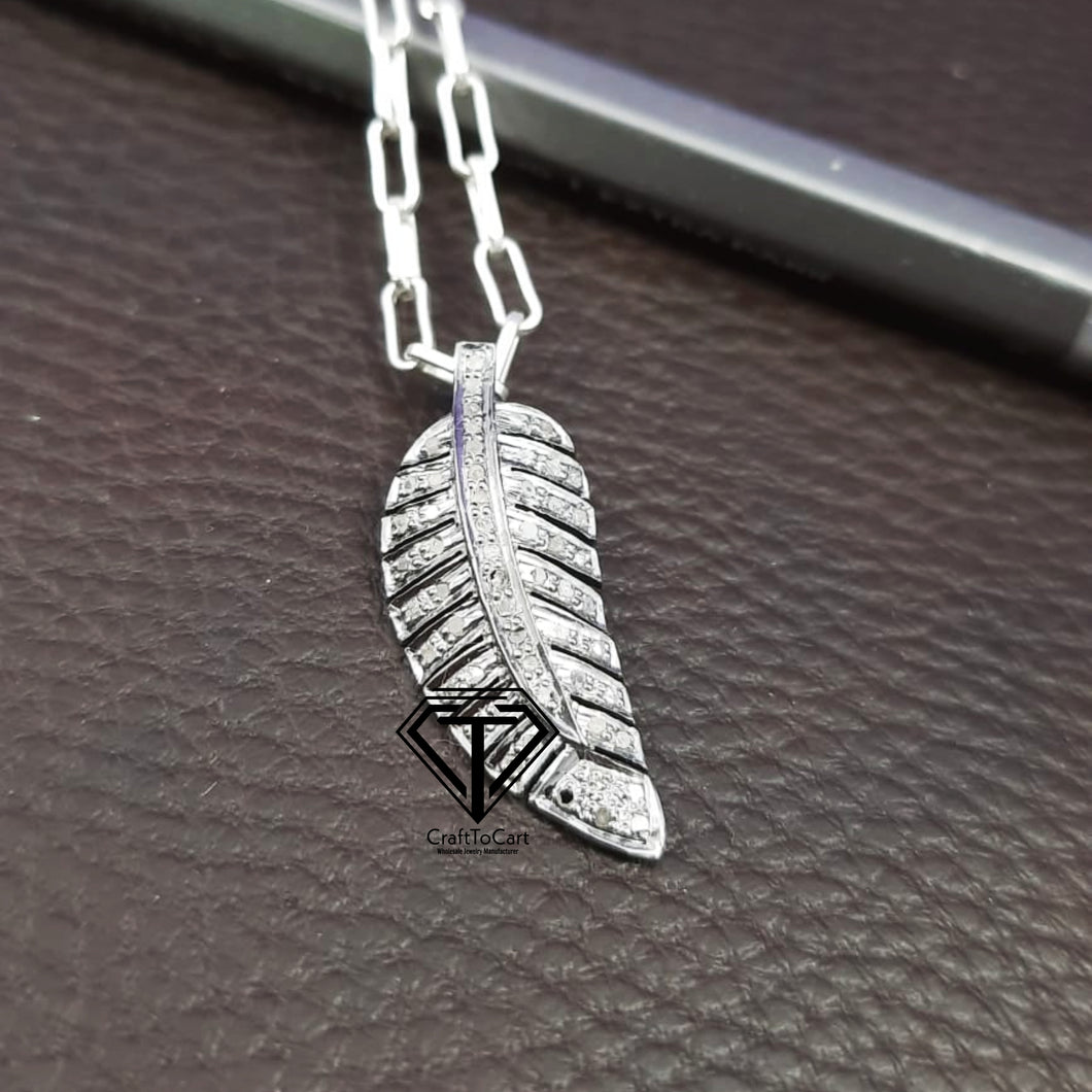 Pave Diamond Leaf Charm - CraftToCart