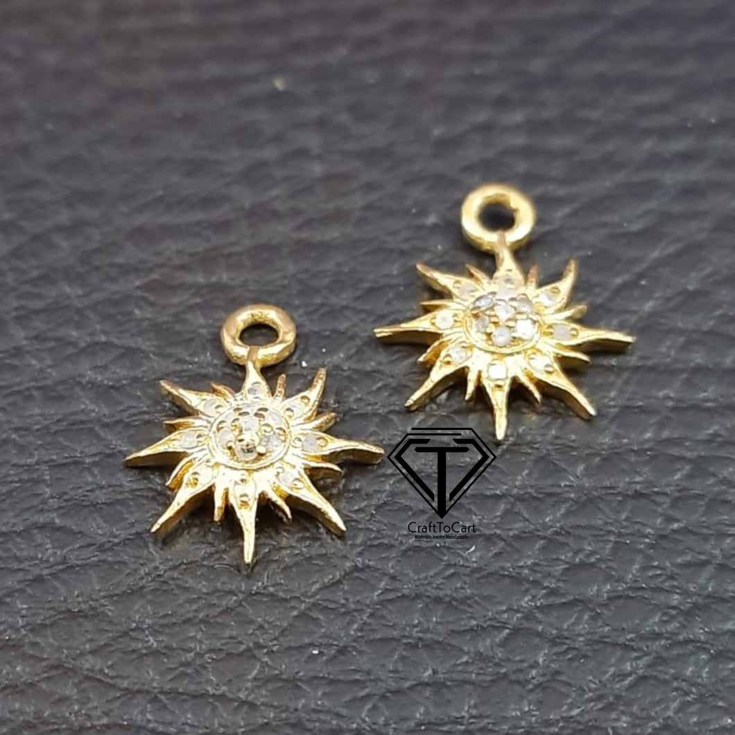 Pave Diamond Sun Charm, Diamond Findings - CraftToCart