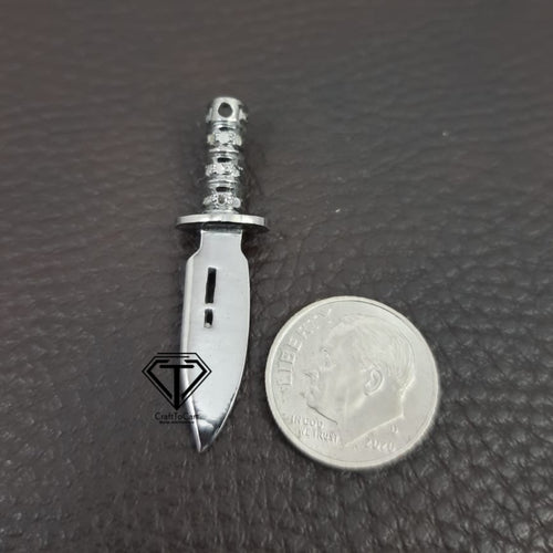 Pave Diamond Knife Charm, 925 Sterling Silver, Pave Diamond Jewelry, Diamond Findings - CraftToCart