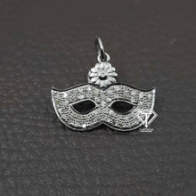 Load image into Gallery viewer, Pave Diamond Mystery Mask Charm, 925 Sterling Silver, Pave Diamond Jewelry, Diamond Findings
