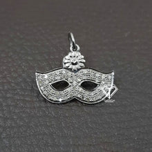 Load image into Gallery viewer, Pave Diamond Mystery Mask Charm, 925 Sterling Silver, Pave Diamond Jewelry, Diamond Findings
