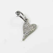 Load image into Gallery viewer, Pave Diamond Heart Charm Pendant, 925 Sterling Silver, Pave Diamond Jewelry
