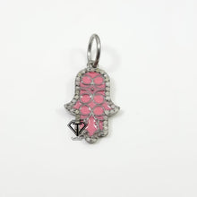 Load image into Gallery viewer, Pave Diamond Hamsa Hand Enamel Charm Pendant
