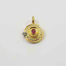 Load image into Gallery viewer, Pave Diamond Silver Round Ruby Charm, 925 Sterling Silver, Pave Diamond Jewelry
