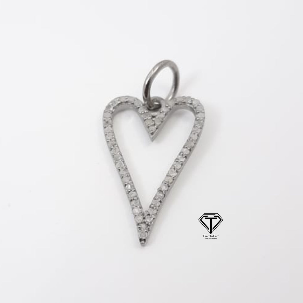 Pave Diamond Heart Charm Pendant