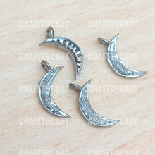 Load image into Gallery viewer, Pave Diamond Moon Pendant ,Crescent Moon Charm Pendant - CraftToCart
