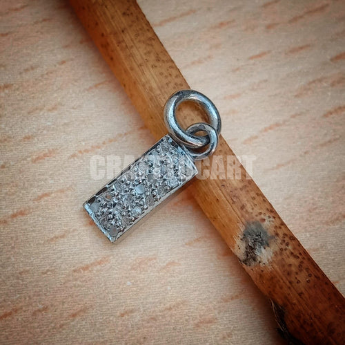 Pave Diamond Rectangle Charm Pendant - CraftToCart