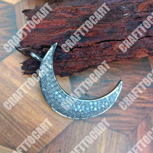 Pave Diamond Moon Charm - CraftToCart