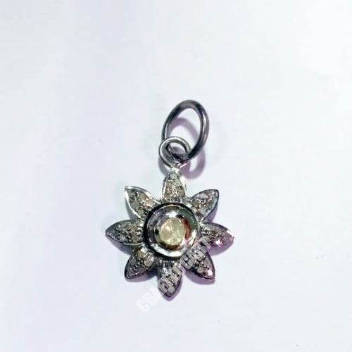 Pave Diamond Polki Flower Charm - CraftToCart