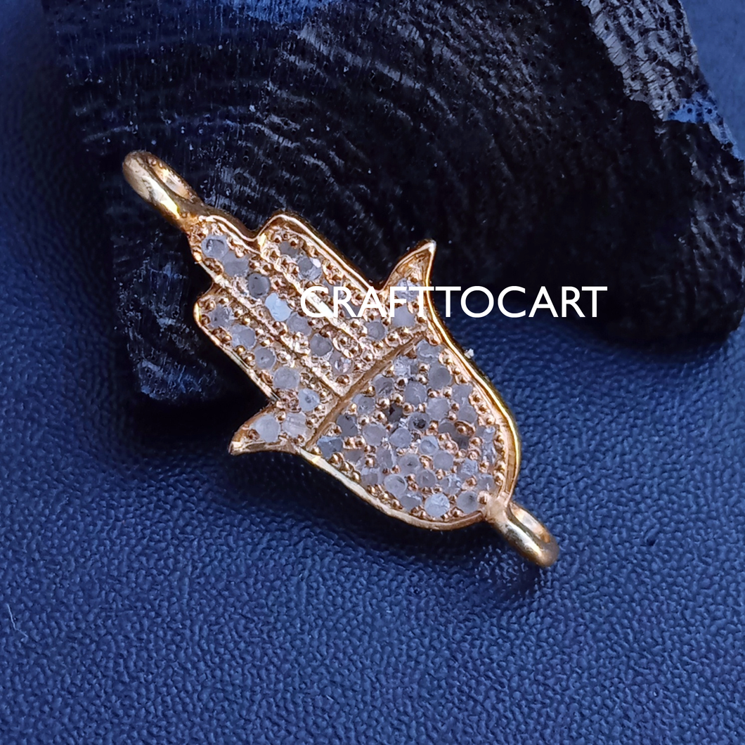 Pave Diamond Hamsa Connector Charm - CraftToCart