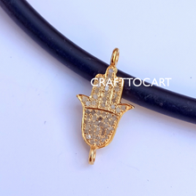 Load image into Gallery viewer, Pave Diamond Hamsa Connector Charm - CraftToCart
