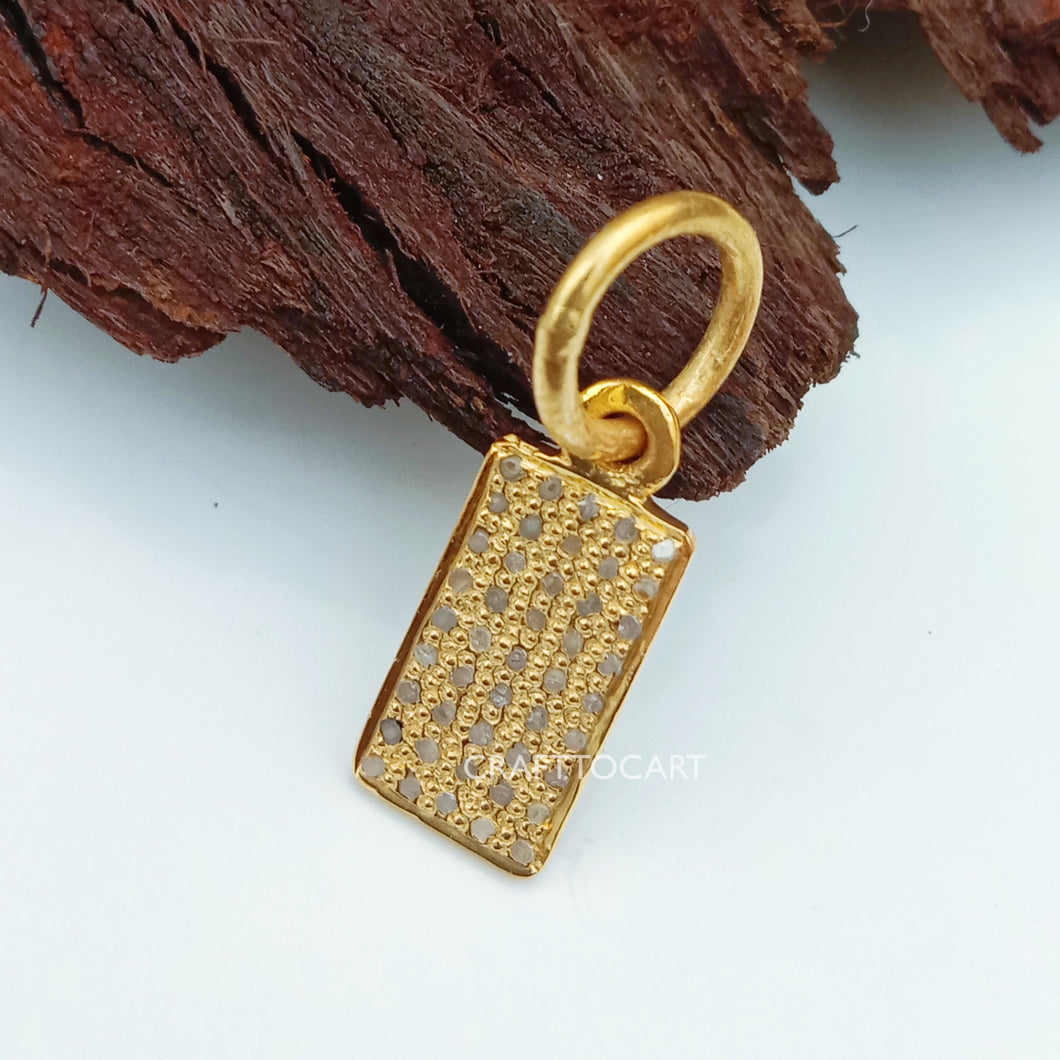 Pave Diamond Rectangle Shape Charm - CraftToCart