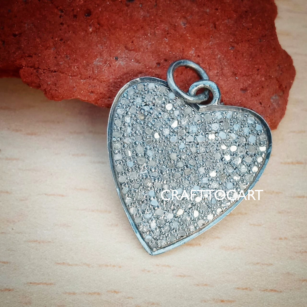 Pave Diamond Heart Charm - CraftToCart