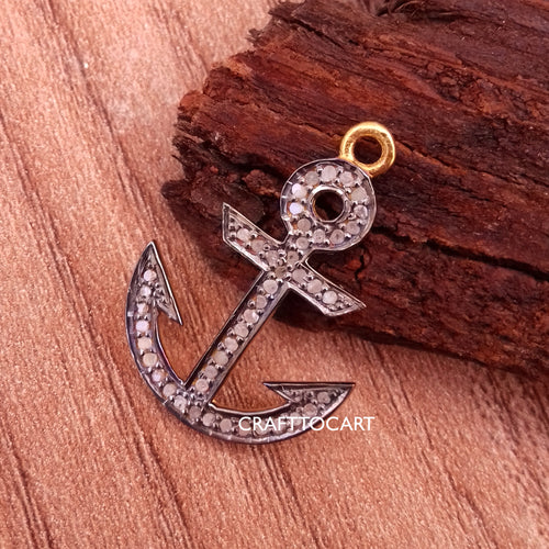 Pave Diamond Anchor Charm - CraftToCart