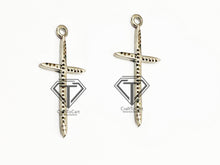 Load image into Gallery viewer, Pave Diamond Spike Cross Charm Pendant - CraftToCart
