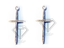 Load image into Gallery viewer, Pave Diamond Spike Cross Charm Pendant - CraftToCart
