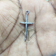 Load image into Gallery viewer, Pave Diamond Spike Cross Charm Pendant - CraftToCart
