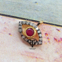 Load image into Gallery viewer, Pave Diamond Evil Eye Charm Pendant with Ruby - CraftToCart
