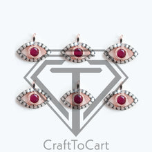 Load image into Gallery viewer, Pave Diamond Evil Eye Charm Pendant with Ruby - CraftToCart
