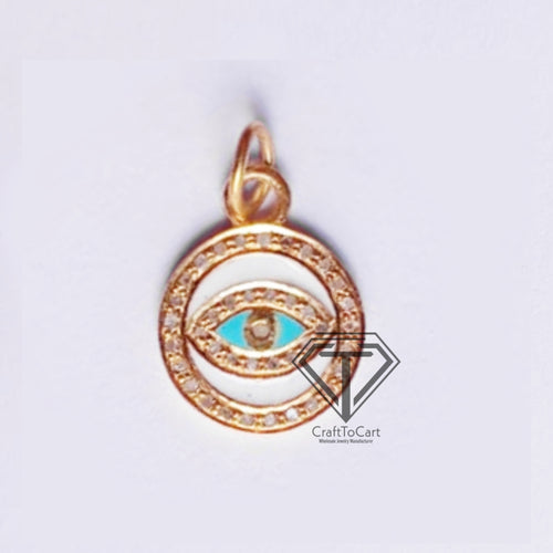 Pave Diamond Evil Eye Enamel Charm - CraftToCart