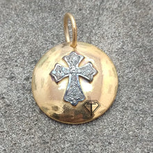 Load image into Gallery viewer, Pave Diamond Cross In Disc Charm - CraftToCart
