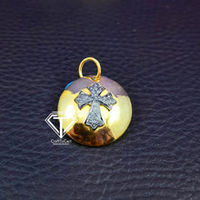 Load image into Gallery viewer, Pave Diamond Cross In Disc Charm - CraftToCart
