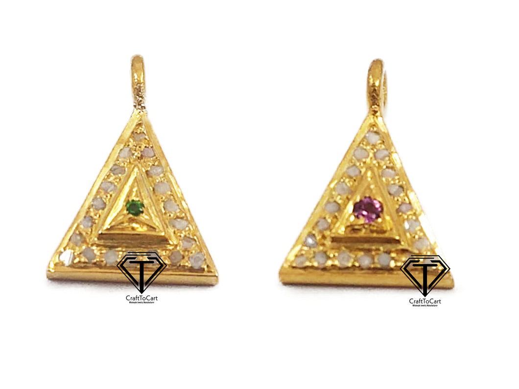Triangle Charm, Pave Diamond Triangle Charm
