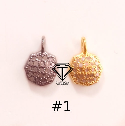 Pave Diamond Charm, Small Clover Charm Pendant - CraftToCart
